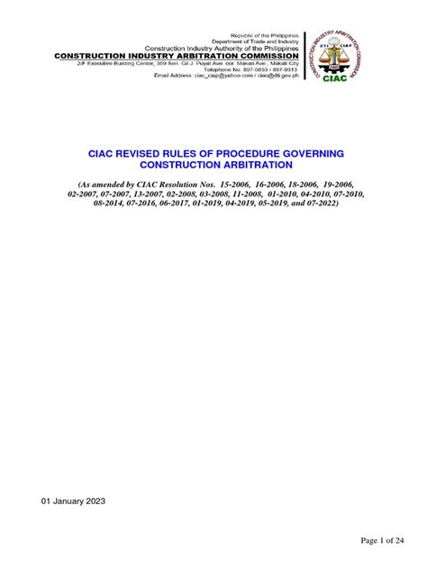 LATEST (2023) CIAC RULES OF PROCEDURE .